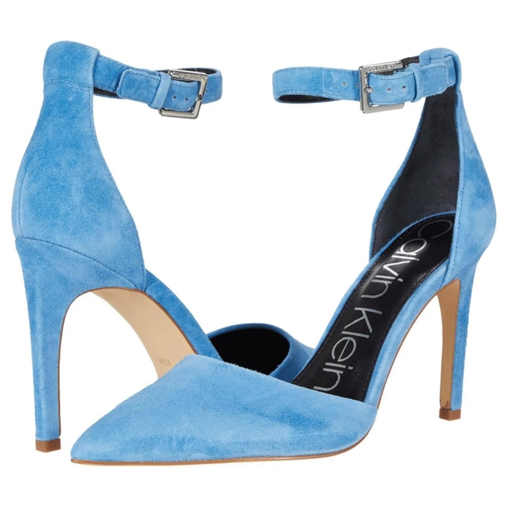 ๐NWOT Calvin Klein Womens Suede Ankle Strap Heels - Picture 1 of 14